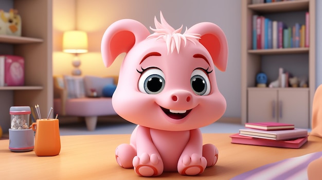 3d schattig cartoon varken personage