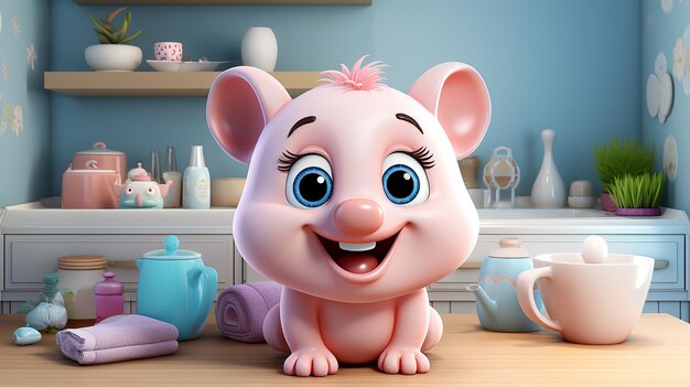 3d schattig cartoon varken personage