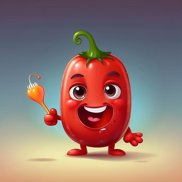 3d schattig chili personage