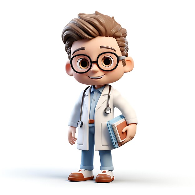 3d schattig dokter mascotte personage