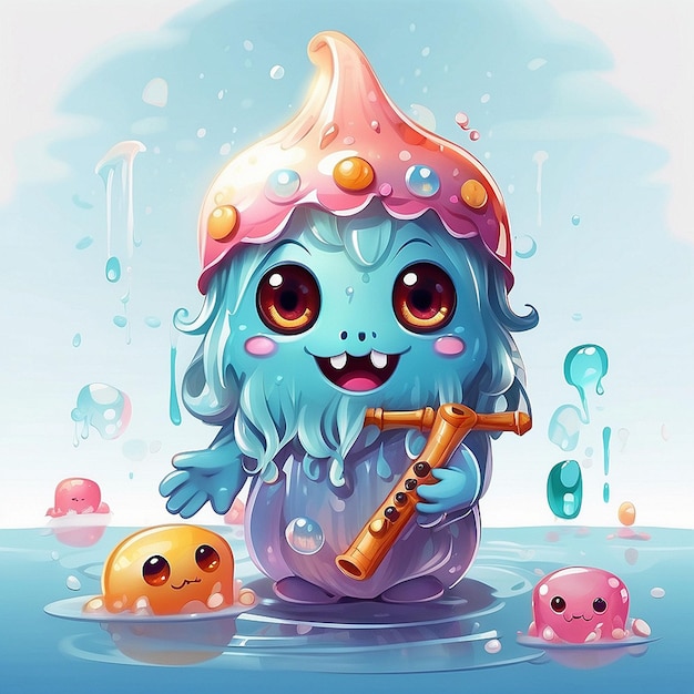 3D schattig fluit monster personage