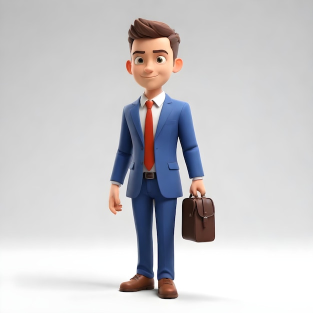 3D schattig jong zakenman personage met een kantoor tas op witte achtergrond