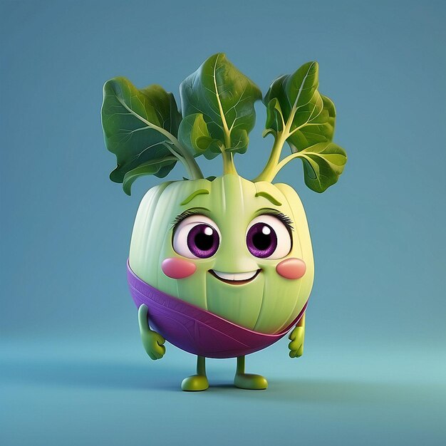 3d schattig kohlrabi personage