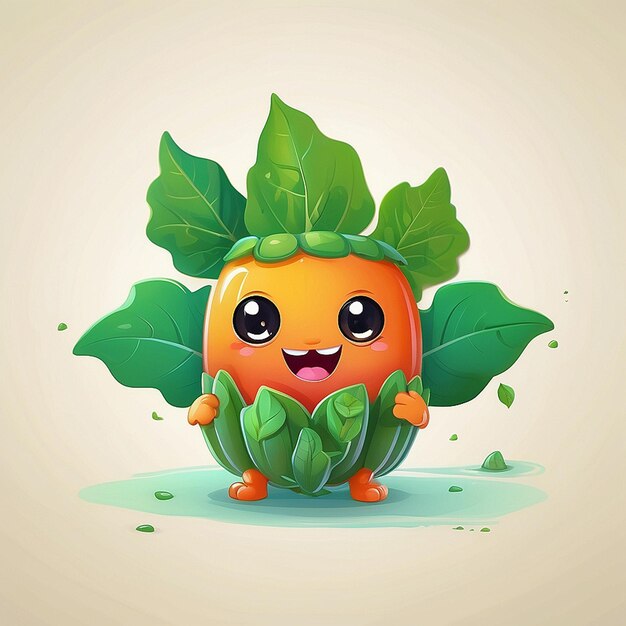 3d schattig papaya blad personage