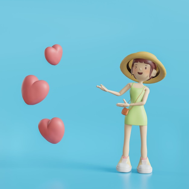 3D schattig personage over dating-app