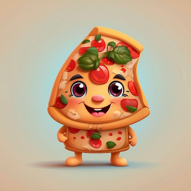 3D schattig pizza personage