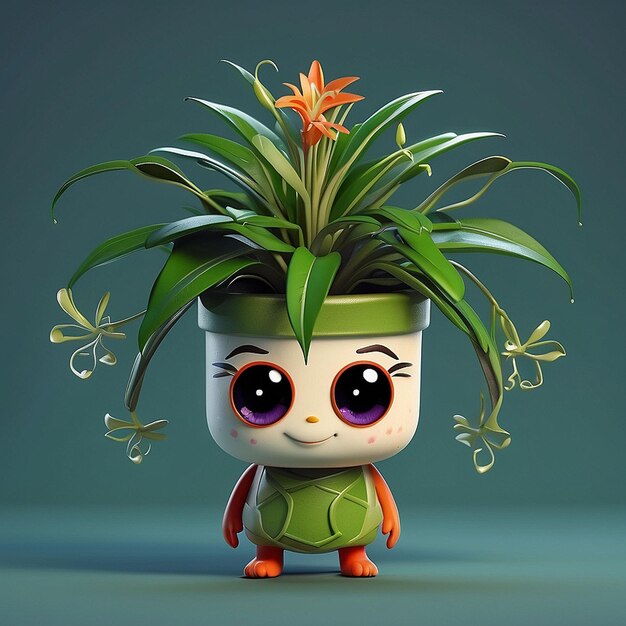 3D schattig spinnen plant personage