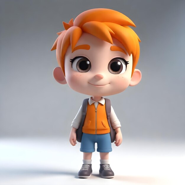 3D schattig student personage op witte achtergrond