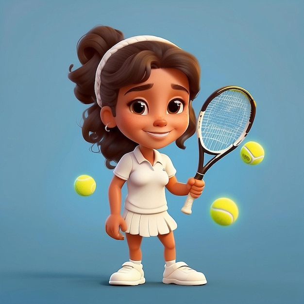 3d schattig tennisspeler personage ontwerp