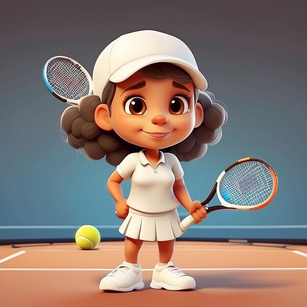 3d schattig tennisspeler personage ontwerp