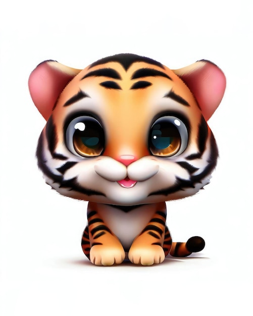 3D schattige glimlach kleine tijger kawaii personage