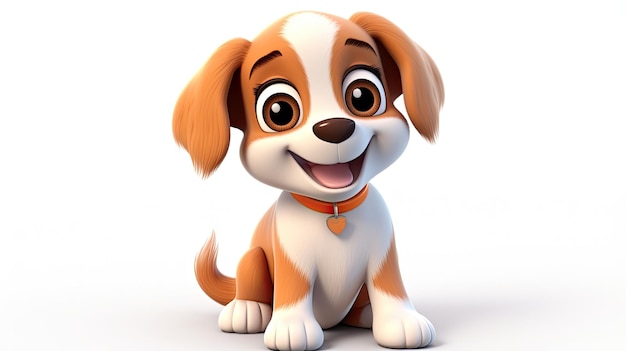 3d schattige hond cartoon personage illustratie geïsoleerd op witte achtergrond