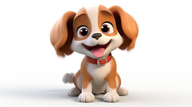 3d schattige hond cartoon personage illustratie geïsoleerd op witte achtergrond