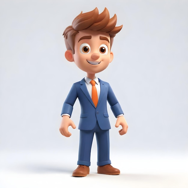 3D schattige jonge zakenman personage act verrassing op witte achtergrond