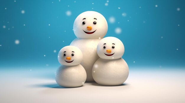 Foto 3d schattige sneeuwman en animatie