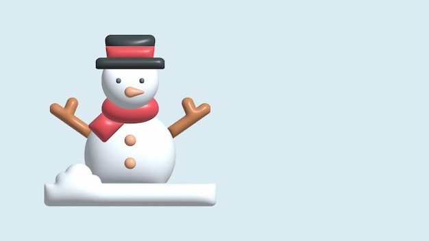 3d schattige sneeuwman met Xmas hoed Illustratie van de sneeuwmannetje met een rode muffler en een kerstmanhoed