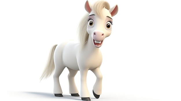 3D schattige witte kleur paard cartoon