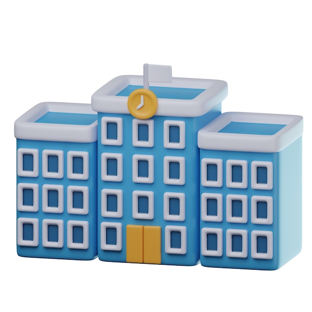 3D School Building Illustration