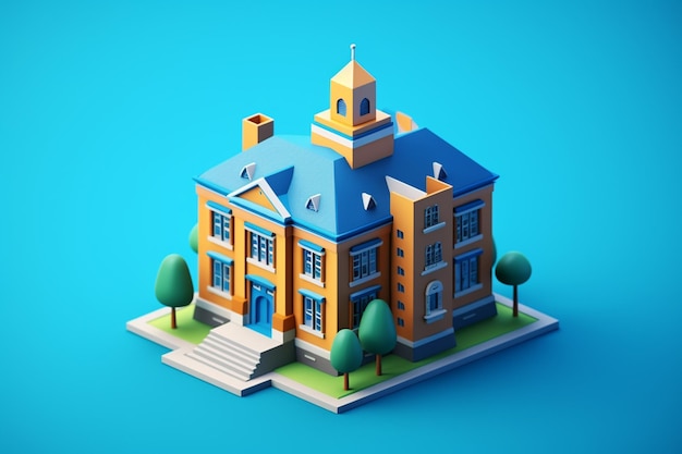 3d school building