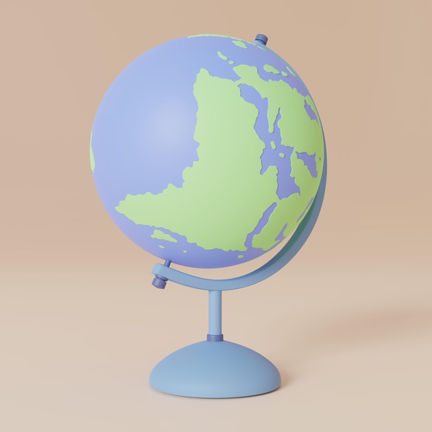 3D-schoolbol planeet aarde Aardrijkskunde leermiddel 3D-rendering