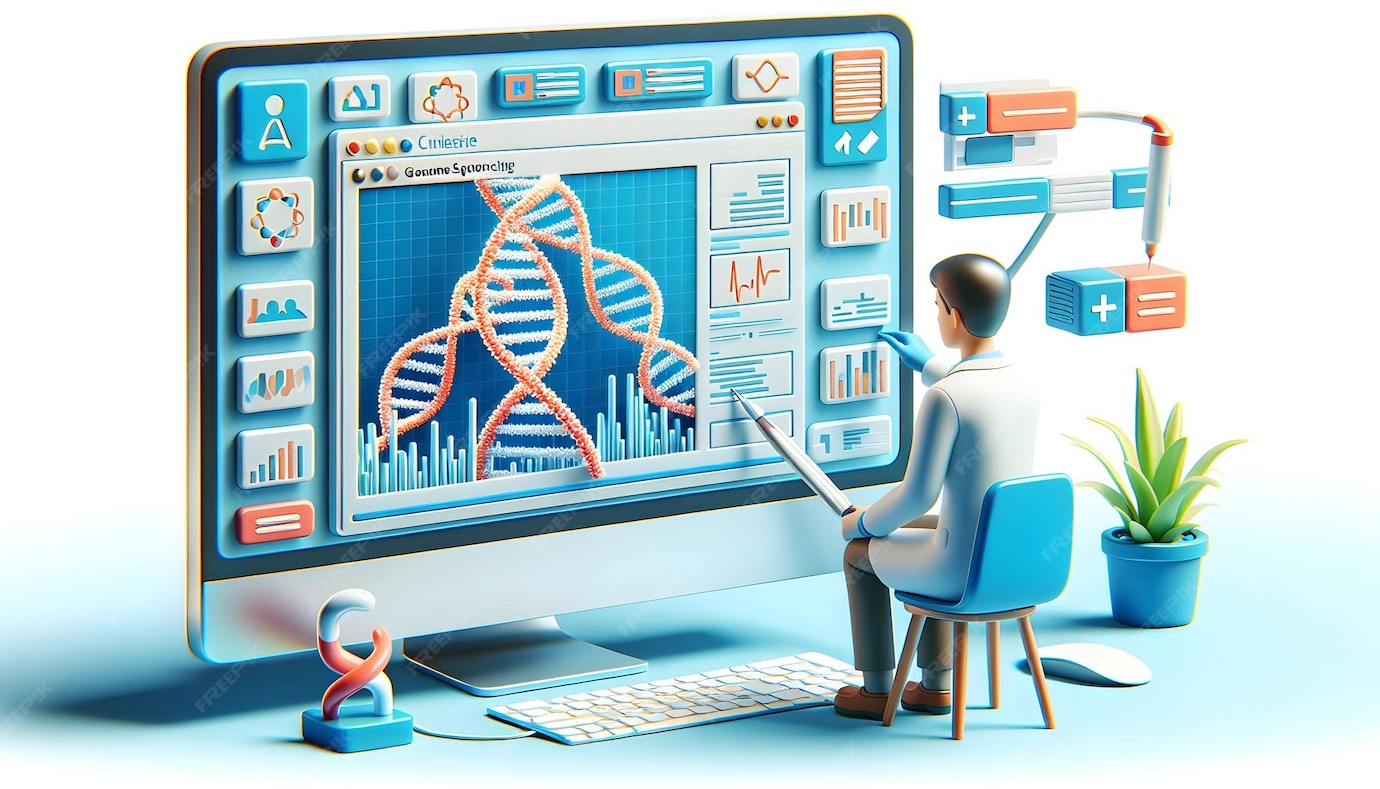 Premium Photo | 3D Scientific Analysis of Genome Sequencing Data on ...