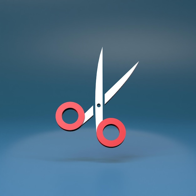 3d scissors icon 3d render illustration