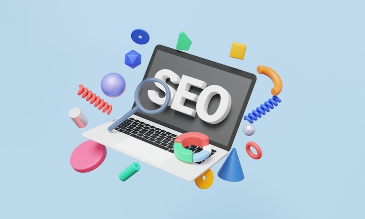 Photo 3d search engine optimization growth social media website system seo development concept