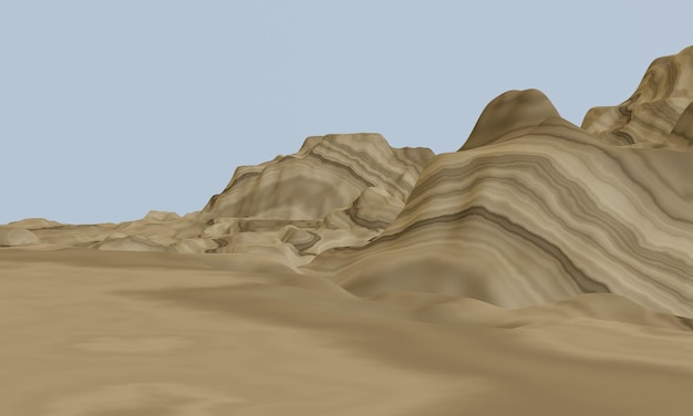 Montagna sedimentaria 3d collina di arenaria