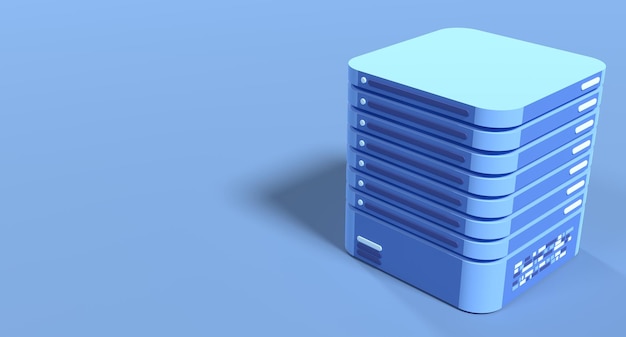 3D server icon Computer server 3d render icon Cloud computing 3d render illustration