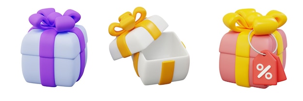 3D-set van speciale geschenkdozen met 3 verschillende kleuren geschenkdoos voor speciale evenementen concept ideeën