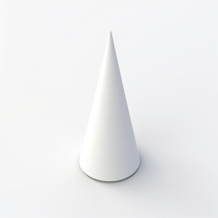 Photo 흰색 배경 위에 3d 모양 흰색 원뿔