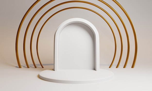 3d shapes with door and circles for product presentation