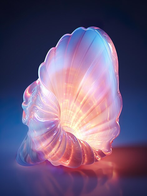 Foto una conchiglia 3d con forme luminose