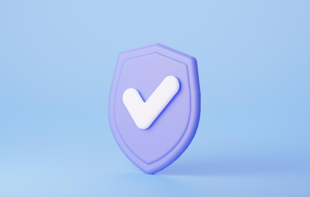 3d shield with check mark 3D renderin illustration