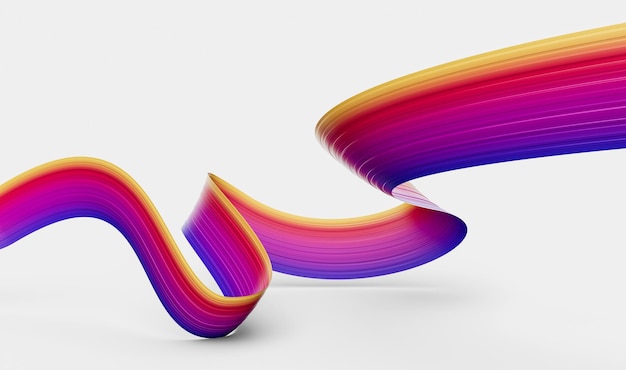 3d shiny ribbon waving colorful ribbon white background 3d illustration