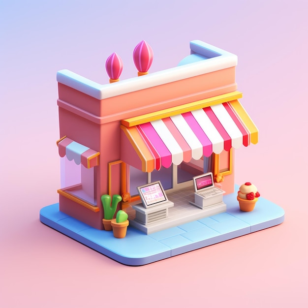 3D Shop icon for online shopping