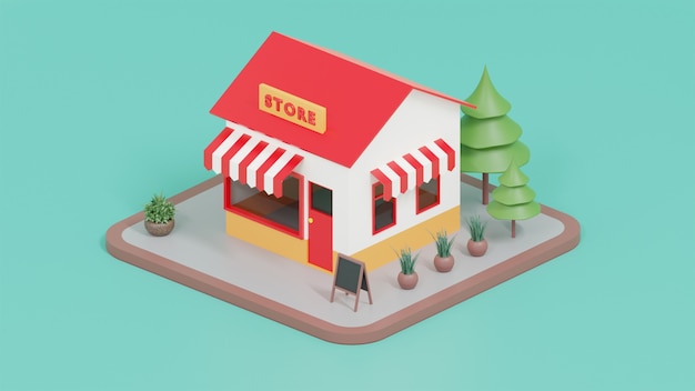3d shope illustration 3d rendering