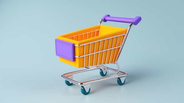 3d shopping cart 3d rendering