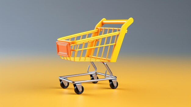 3d shopping cart 3d rendering