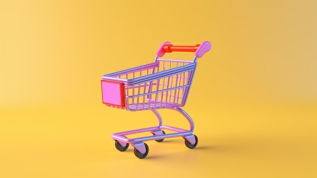 3d shopping cart 3d rendering