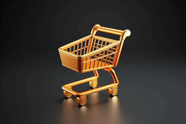 3d Shopping cart icon isolated on the background