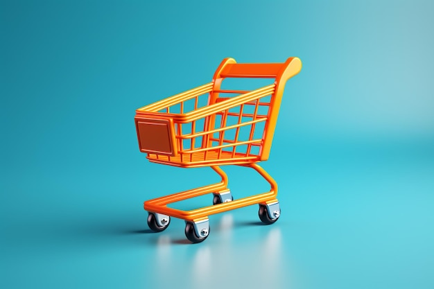 3d Shopping cart icon isolated on the background