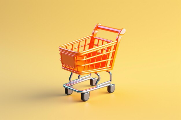 3d Shopping cart icon isolated on the background