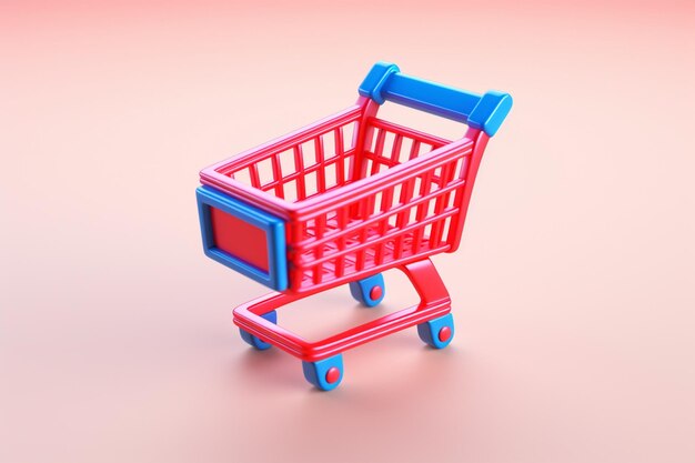 3d Shopping cart icon isolated on the background