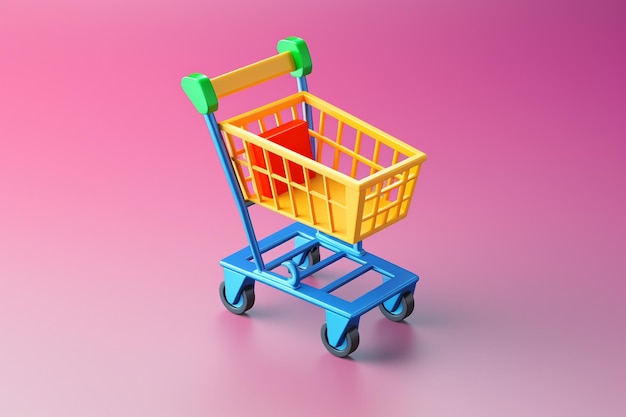 3d Shopping cart icon isolated on the background