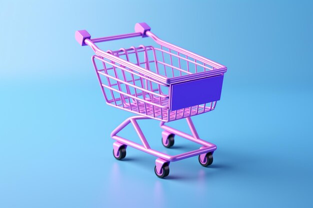 3d Shopping cart icon isolated on the background