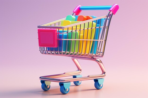 3d shopping cart illustration on isolated background created with generative ai