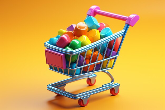 3d shopping cart illustration on isolated background created with generative ai