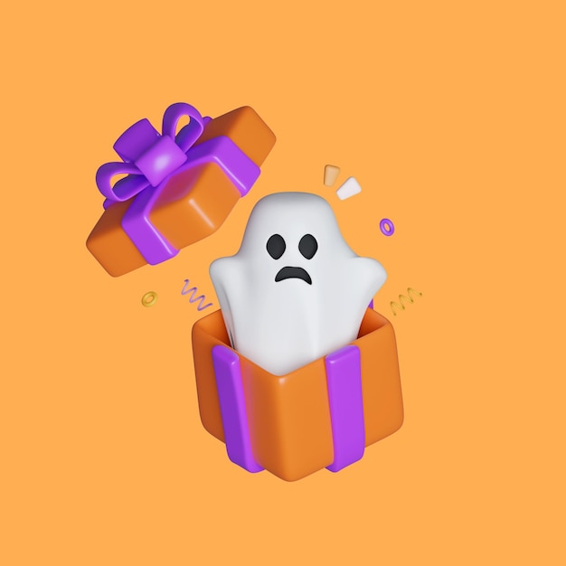 3d Shopping online payment and gift box with promotion Halloween festival concept 3d render illustration