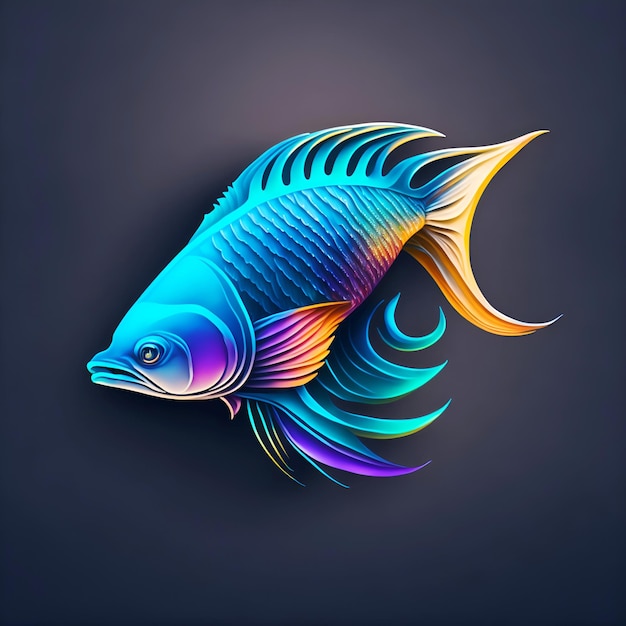 Photo 3d siamese fighting fish ornamental fish illustration with bright gradient colors